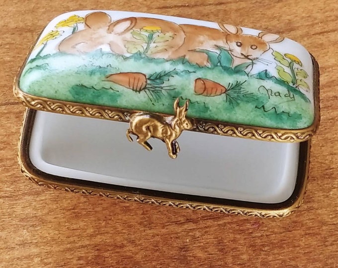 Rare Limoges Trinket Box Rabbits Peint Main France Vintage Etsy