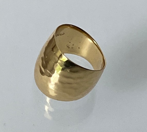 Silver Sterling statement ring hammered large ban… - image 4