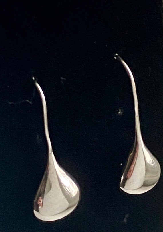 Teardrop earrings silver sterling hook dangle min… - image 4