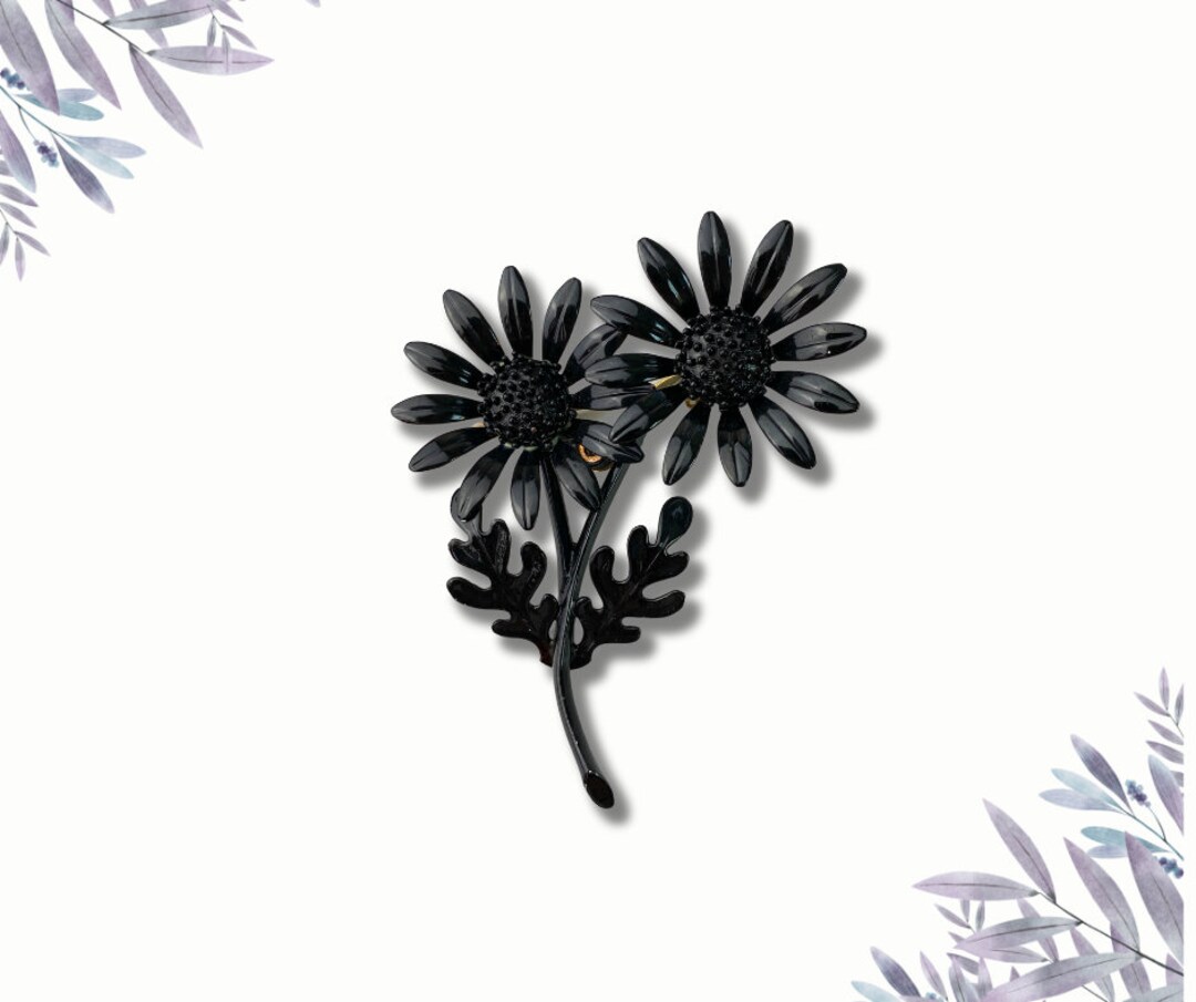 Broche marguerite argentée pour femme, peinture à l'huile