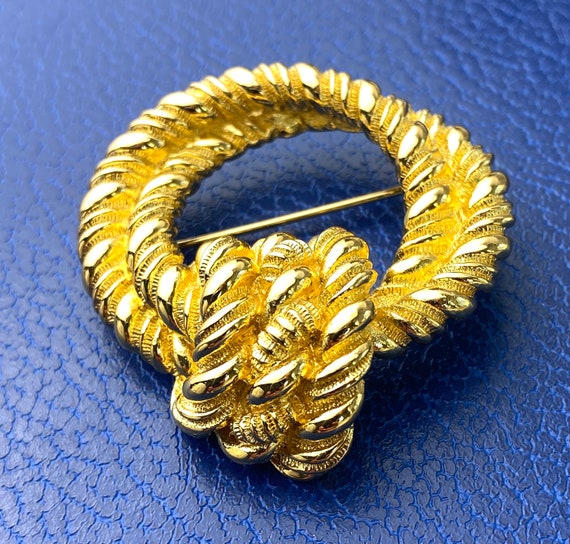 Christian Dior brooch pin rope knot- Gold plated … - image 7