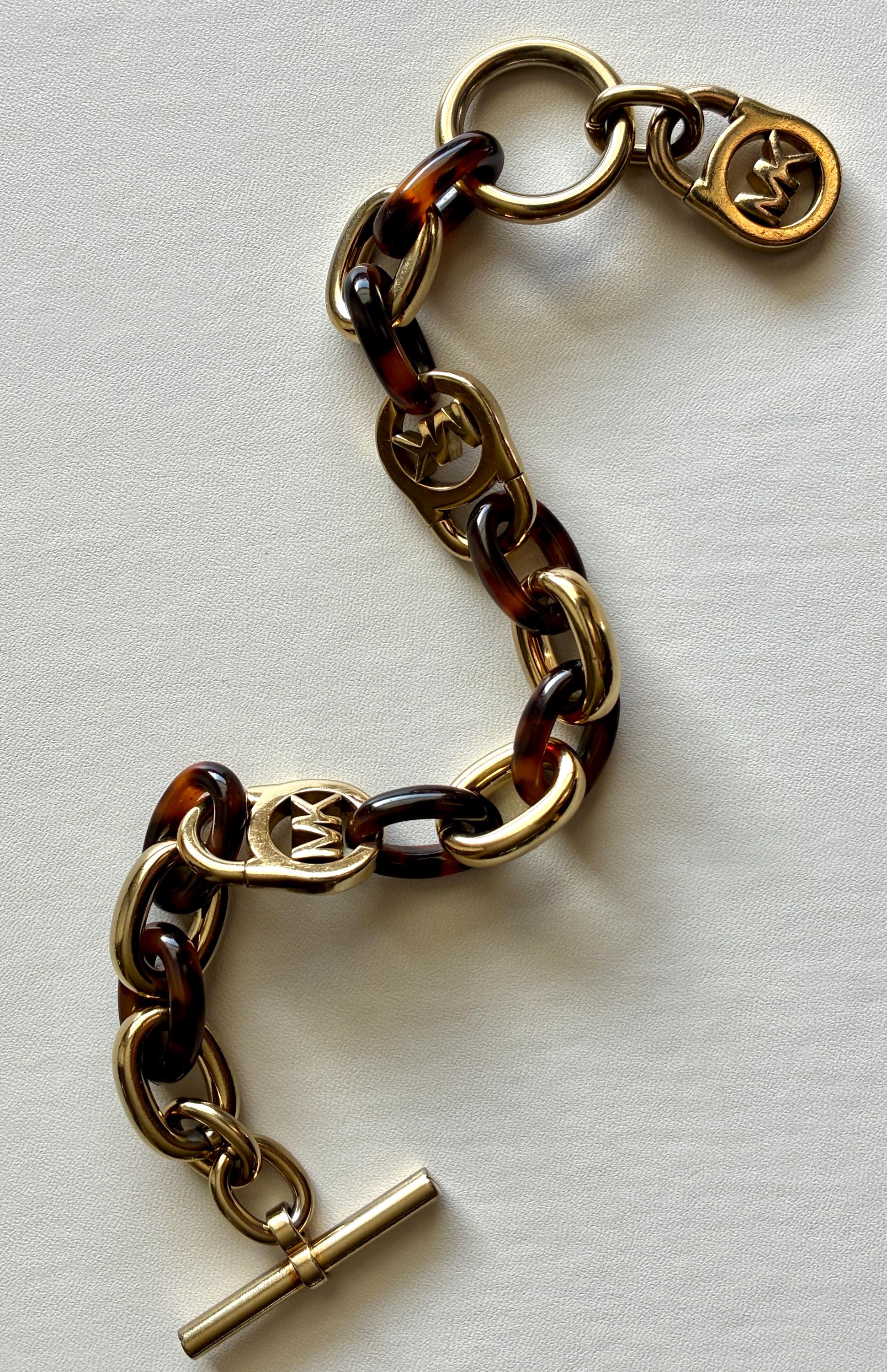 Michael Kors Link Bracelet • Gold Tone & Tortoiseshell Resin • MK