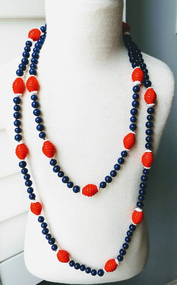 Vintage Miriam Haskell extra long 52" beaded navy… - image 2