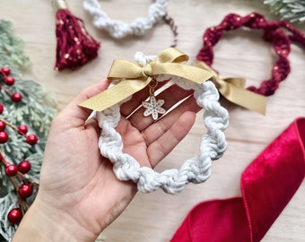 Macrame Mini Wreath Ornament | Christmas Decorations | Boho Christmas Decor | Cottagecore Christmas Tree Ornament | Wrapping Accessories