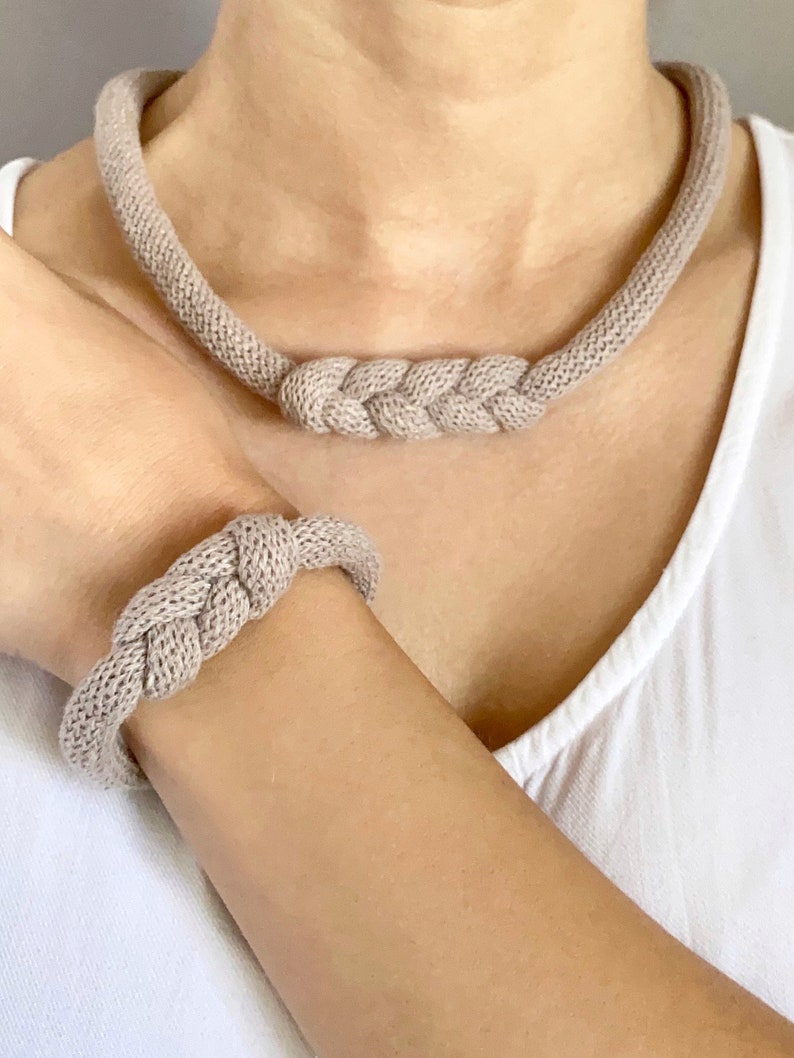 Macrame Jewelry Rope Knot Bracelet & Necklace Gift for Women Simple Bracelet Jewelry Gift for Her Eco Friendly Gifts image 6