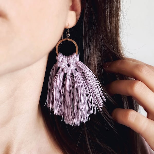 Statement Macrame Fringe Earrings | Handmade Macrame Earrings | Gift for Her | Rhiannon Earring