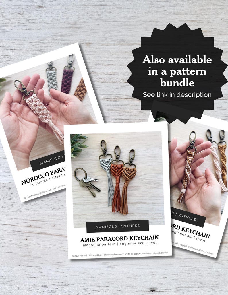 DIY Macrame Pattern | Amie | Easy Tassel Keychain Instructions | Clear Photos | Beginner Macrame Tutorial PDF | Instant Download image 8