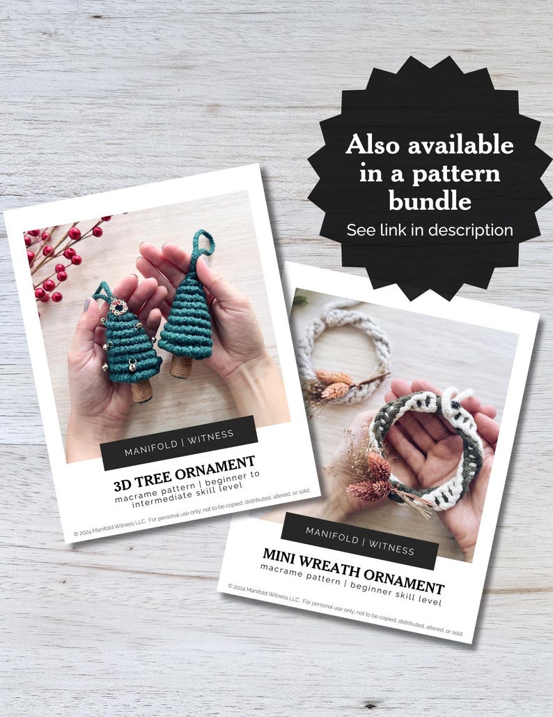 Makramee Muster PDF | DIY Weihnachten Bastelideen | Ornament Anleitung | Download mit Bildern | Einfaches Anfänger Handwerk | Mini Kranz mit Blumen Bild 10