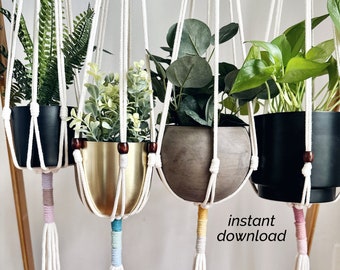 DIY Macrame Pattern | Audrey | Colorful Plant Hanger | Clear Photos | Beginner Macrame Tutorial PDF | Instant Download