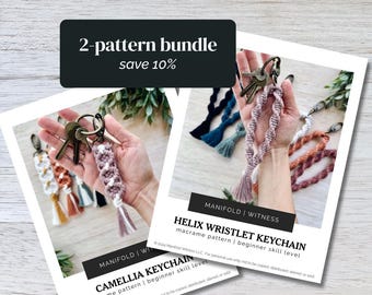DIY Macrame Pattern BUNDLE | 2 Patterns | Easy Boho Keychain Instructions with Photos | Beginner Macrame Tutorial PDF | Instant Download
