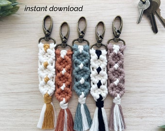 Macrame Pattern PDF | Boho DIY Keychain | Written Instructions with Photos | Instant Download | Easy Macrame for Beginners | Camellia