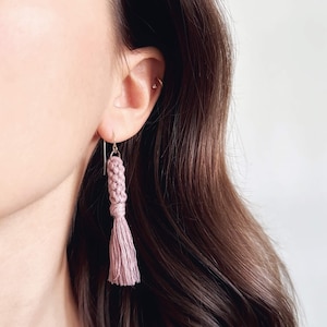 Tiny Macrame Tassel Earrings | Handmade Boho Macrame Jewelry | Wedding & Bridesmaid Earrings | Gift for Her Under 20 | Janie