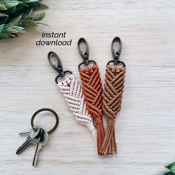 Macrame Pattern PDF | DIY Criss Cross Paracord Keychain | Instant Download | Easy Macrame for Beginners | How to Macrame | Quinn
