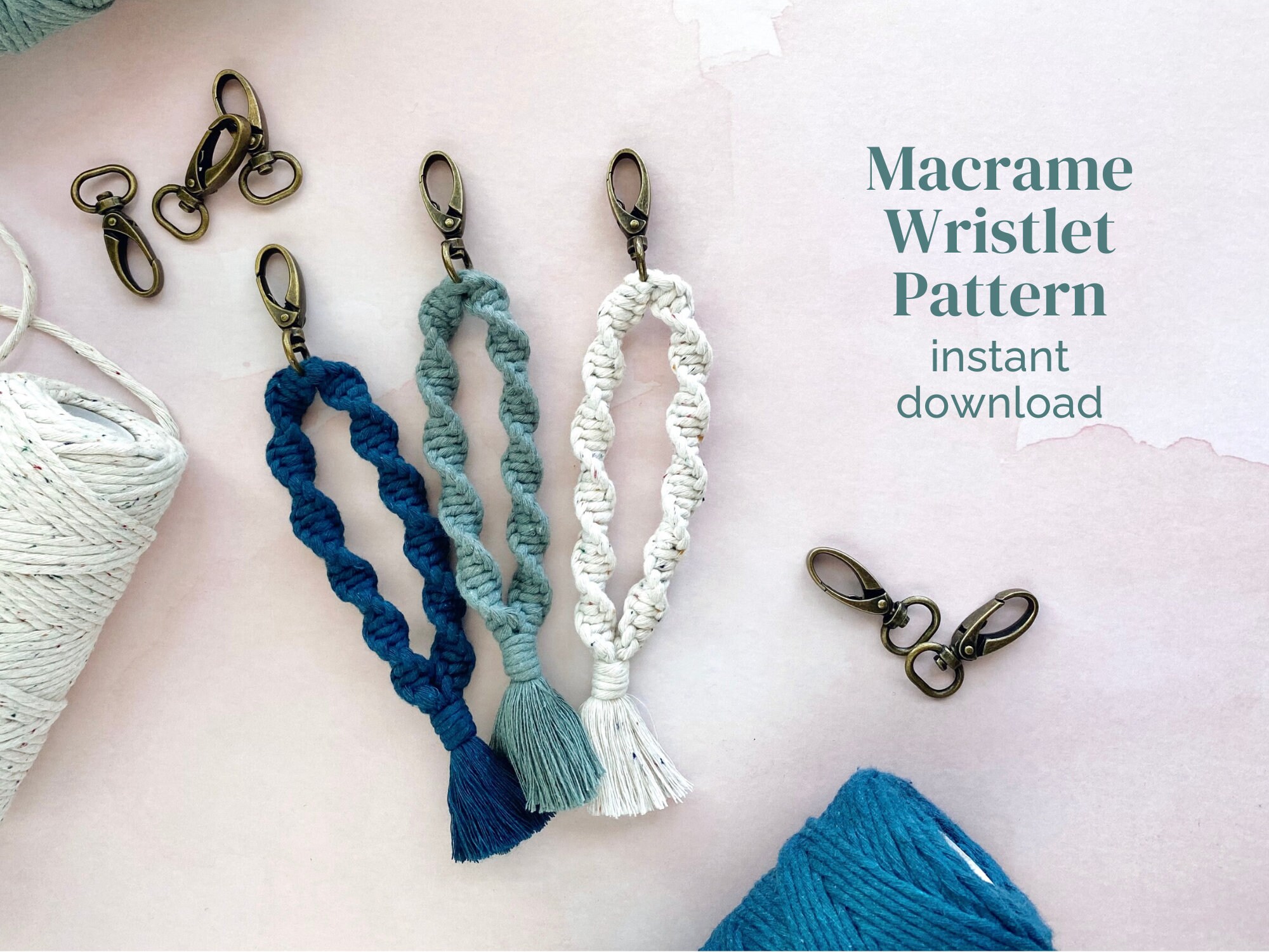 DIY Keychain Macrame Pattern Wristlet Keychain PDF Etsy