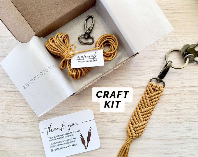 DIY Macrame Kit | Quinn Paracord Keychain | Video Tutorial & Pattern | Materials Included | Easy Beginner Craft Kit for Adults