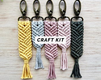 DIY Macrame Kit | Quinn Cotton Keychain | Video Tutorial & Pattern | Eco-Friendly Materials Included | Easy Beginner Craft Kit for Adults