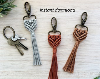 DIY Macrame Pattern | Amie | Easy Tassel Keychain Instructions | Clear Photos | Beginner Macrame Tutorial PDF | Instant Download