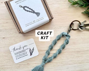 DIY Macrame Kit | Helix Wristlet Keychain | Video Tutorial & Pattern | Materials Included | Easy Beginner Craft Kit for Adults