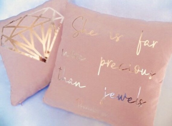 Diamond Pillow Cover Blush & Rose Gold Throw Pillow Cover Pink Rose Gold