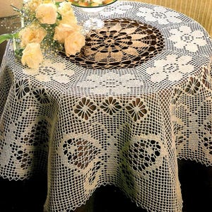 Vintage Crochet PATTERN Tablecloth Filet Crochet Pattern Crochet Butterfly Tablecloth Pattern Filet Crochet Table Cloth PATTERN in PDF