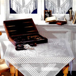 Vintage Crochet PATTERN Table Cloth Filet Crochet Pattern Placemat Crochet Table Mat Filet Crochet Tablecloth Vintage Pattern in PDF