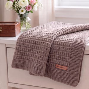Easy Blanket Knitting Pattern, Textured Afghan Pattern, Beginner Knit Throw, Worsted Yarn, from Baby to King Sizes, PDF, 10 Sizes Included