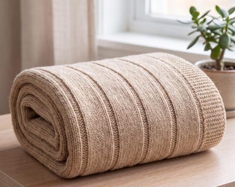 Eenvoudig breipatroon voor een deken, een deken met textuur, een breipatroon voor beginners, kamgaren, van baby- tot kingsize, PDF, 10 maten inbegrepen