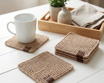 Patroon onderzetter voor beginners: gezellig moktapijt, minimalistisch interieur (pdf-patroon)