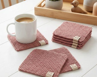 Easy Knitting Pattern Coasters / Knitted Coaster Pattern / Cozy Mug Rug / Beginner Friendly Knit / Minimalist Home Decor / DIY Gift / PDF