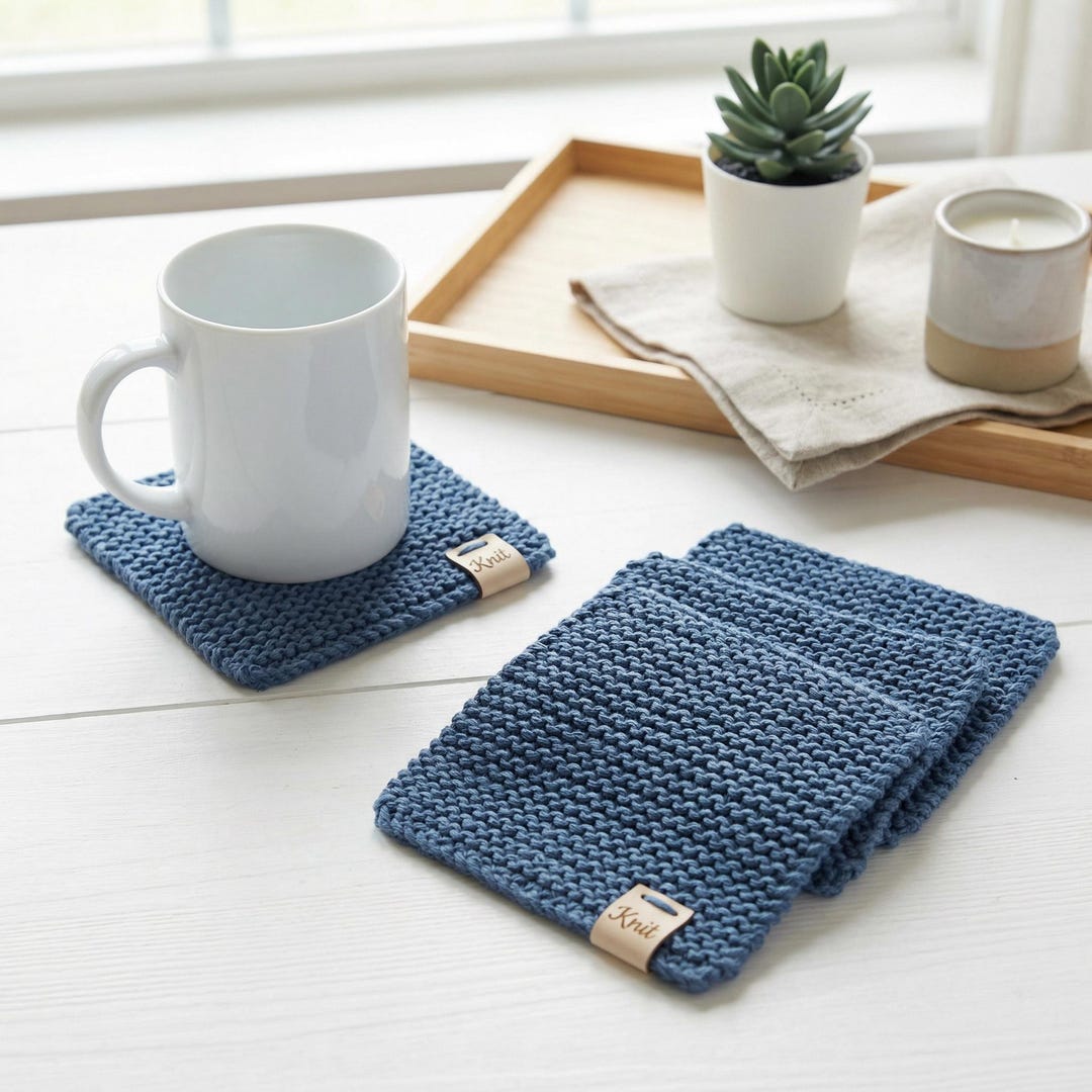 Easy Knitting Pattern Coasters / Knitted Coaster Pattern / Cozy Mug Rug ...