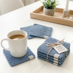 Easy Knitting Pattern Coasters / Knitted Coaster Pattern / Cozy Mug Rug / Beginner Friendly Knit / Minimalist Home Decor / DIY Gift / PDF