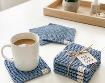 Easy Knitting Pattern Coasters / Knitted Coaster Pattern / Cozy Mug Rug / Beginner Friendly Knit / Minimalist Home Decor / DIY Gift / PDF