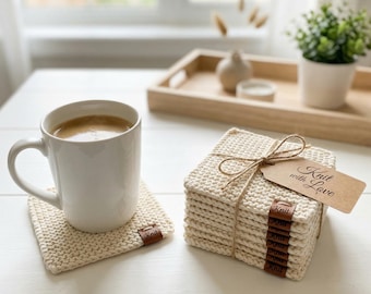 Eenvoudig breipatroon Onderzetters / Gebreid onderzetterpatroon / Gezellig moktapijt / Geschikt voor beginners / Minimalistisch interieur / DIY cadeau / PDF