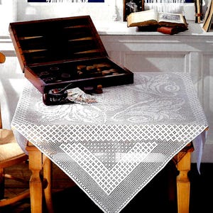Vintage Crochet PATTERN Table Cloth Filet Crochet Pattern Placemat Crochet Table Mat Filet Crochet Tablecloth Vintage Pattern in PDF
