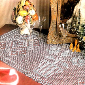Vintage Crochet PATTERN Runner Filet Crochet Pattern Placemat Crochet Table Mat Table Cloth Crochet Table Center Vintage Pattern in PDF