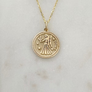 14K Yellow Gold Virgo Zodiac Sign