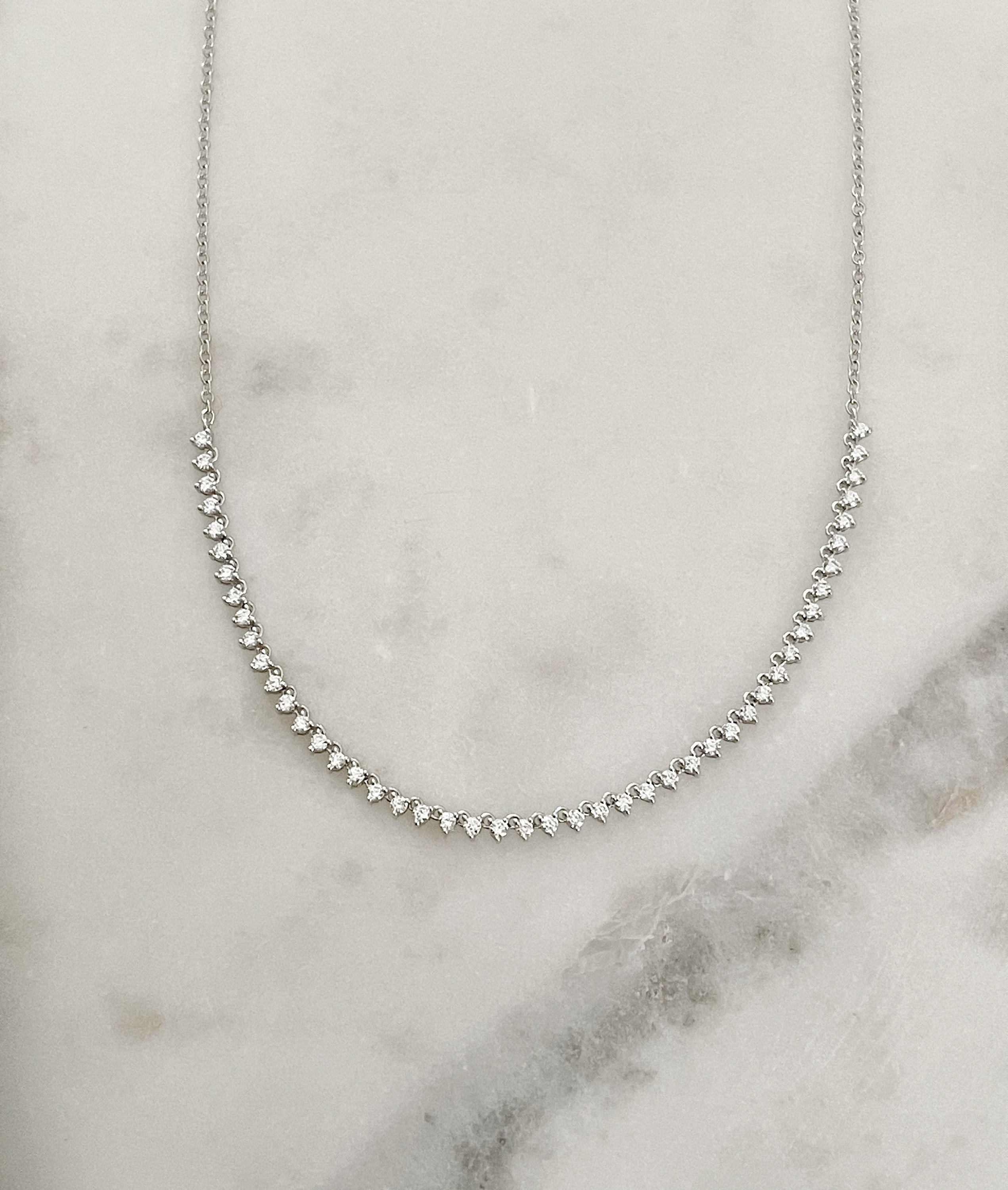 14K Half Tennis Chain Diamond Necklace 