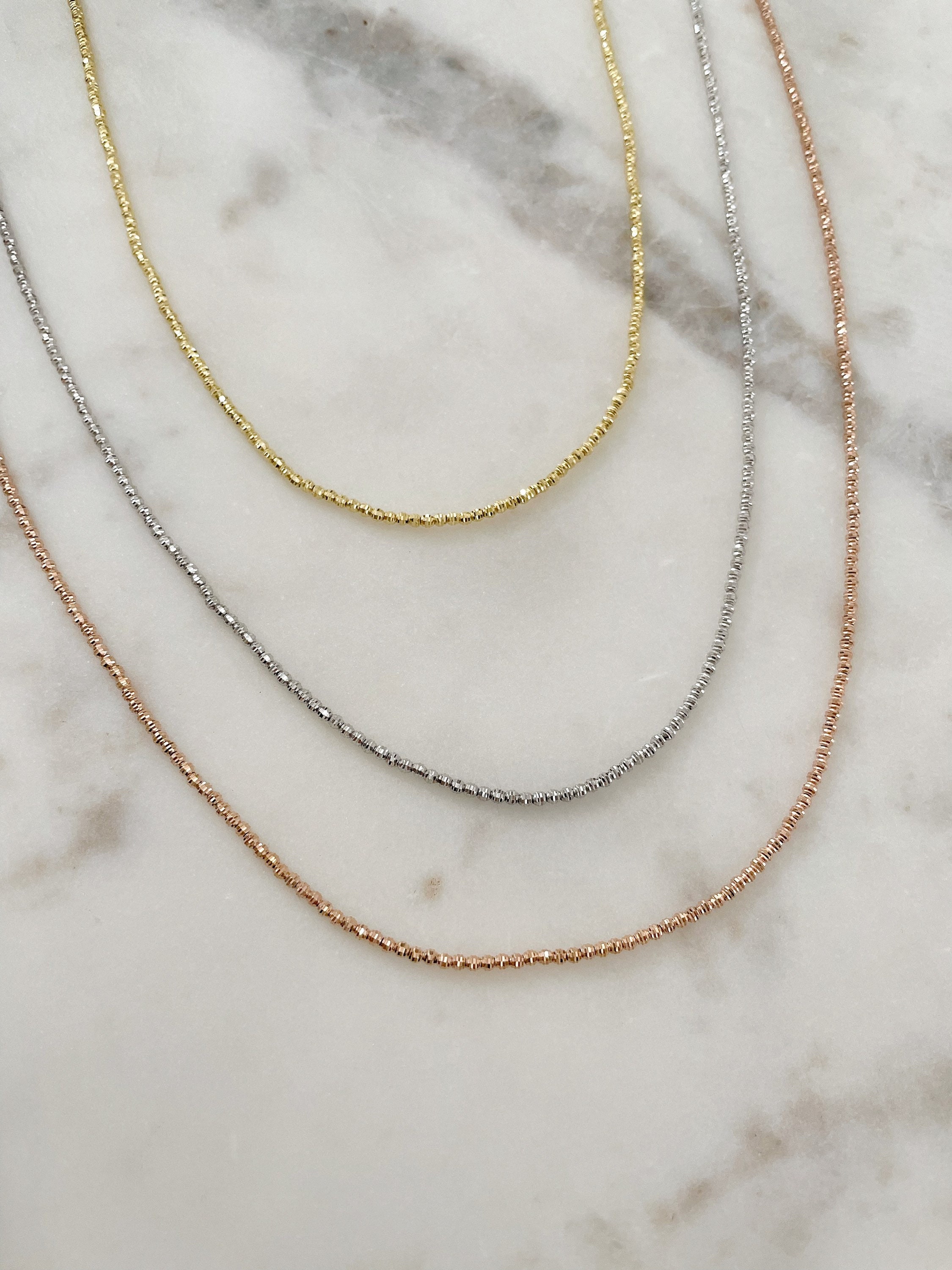 14K Gold Diamond Cut Bead Necklace & Bracelet Etsy