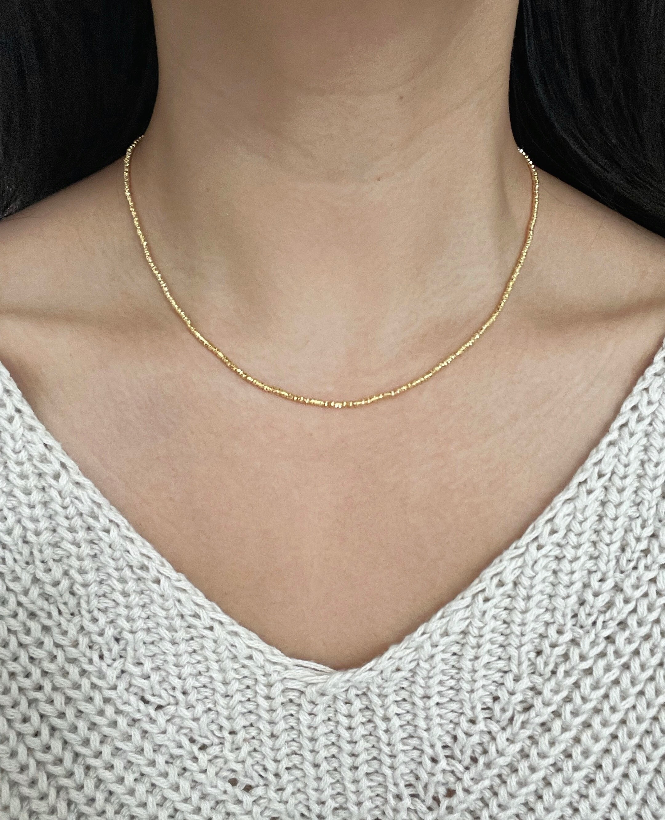 14K Gold Diamond Cut Bead Necklace & Bracelet Etsy