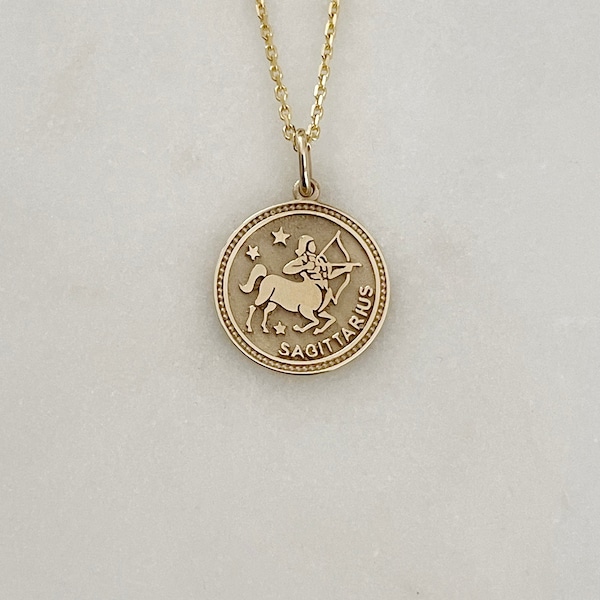 14K Yellow Gold Sagittarius Zodiac Sign