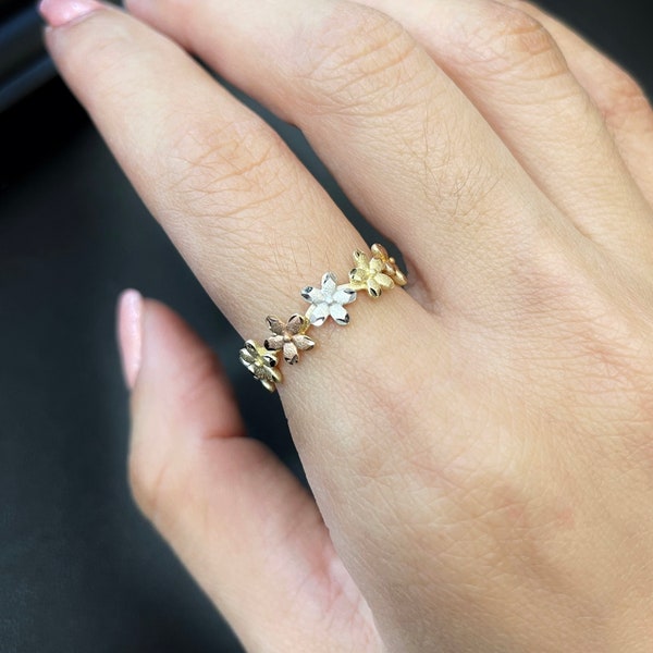 Dainty 14k Rose Gold Hawaiian Plumeria Flower Ring - Delicate & Polished Hawaiian Jewelry - View #8
