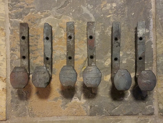 Natural Rust Patina Rustic Coat Hanger Industrial 50 Railroad Spike Hooks