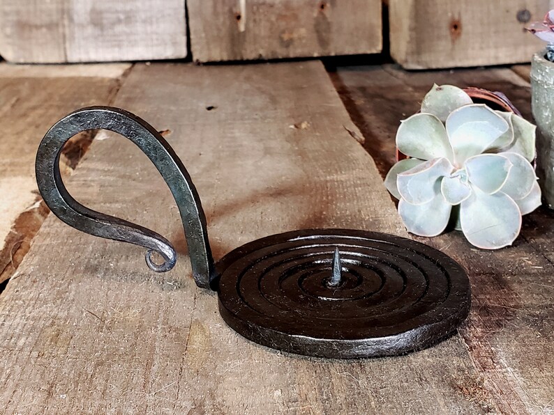 Wrought Iron Spiral Chamber Candle Holder Hand Etsy