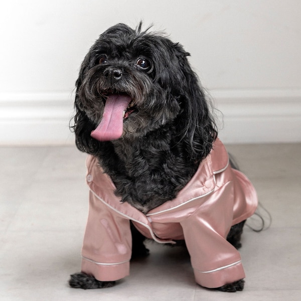 Pink Pet PJ's for Dogs and Cats in Rose Gold Satin