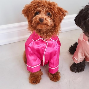 Pet Pajamas for Dogs and Cats in Red, Green, Pink and Blue Satin | Perfect Dog Mom Gift | Gifts for Pets | Dog Apparel | Cute Pet Clothing