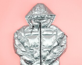 black shiny puffer coat