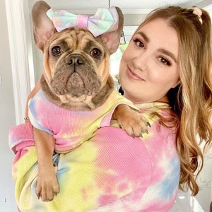 Matching Tie Dye Pet and Owner Sweaters | Multi Colour Tie Dye Shirt | Dog and Cat Sleeveless Shirt | Long Sleeve Human Sweater