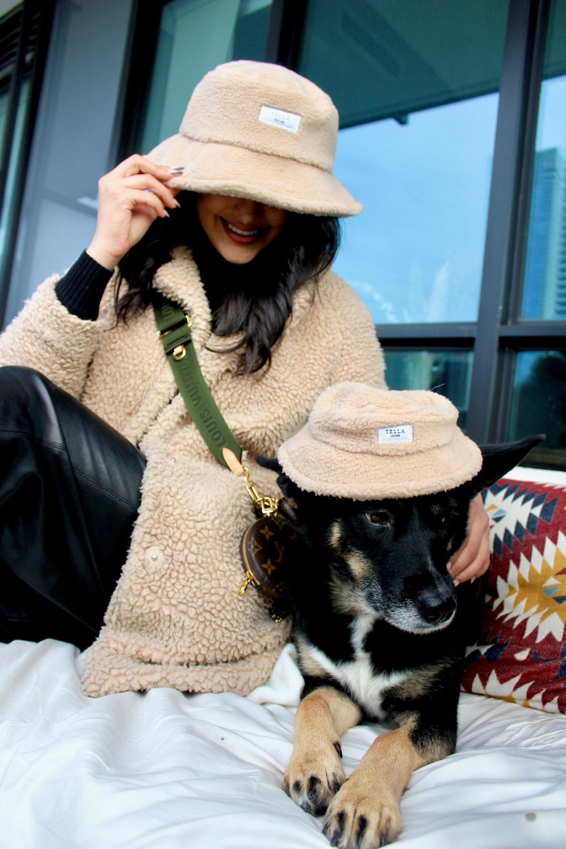 Matching Pet and Owner Bucket Hats Sherpa Bucket Hats Cat and Dog Hats Dog Mom Gifts Pet Hats image 2