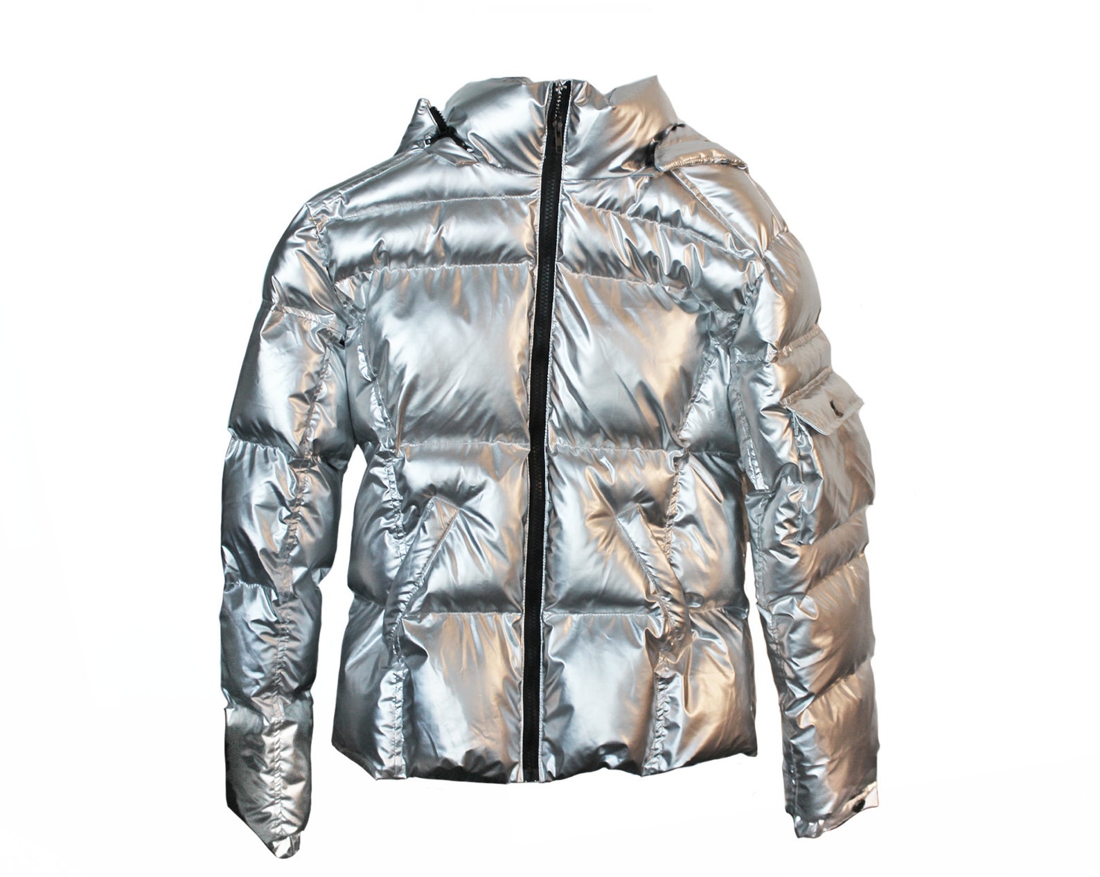 Metallic Silver Shiny Puffer Coat Unisex Jacket With - Etsy UK