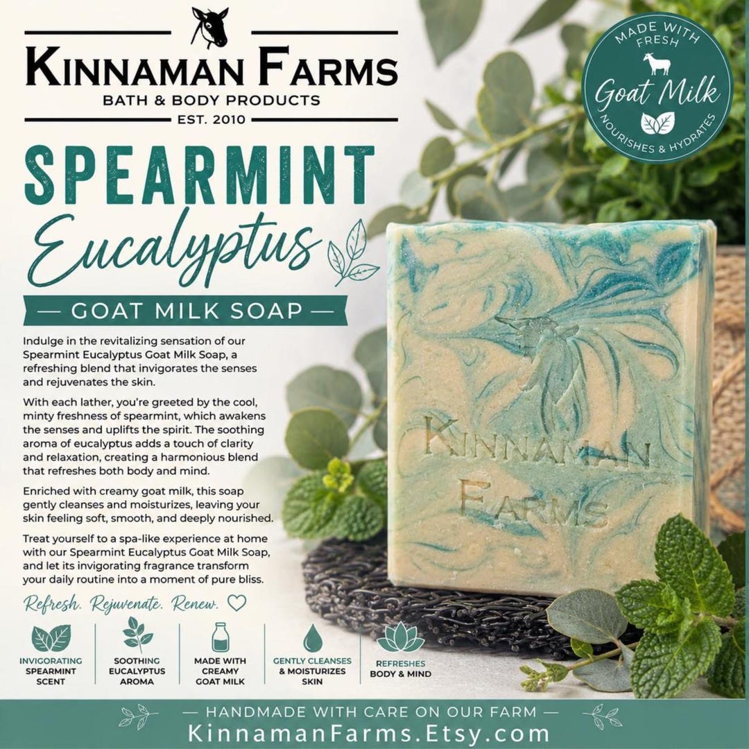 Spearmint Eucalyptus Goat Milk Soap: Handcrafted Cold Process Soap - Etsy